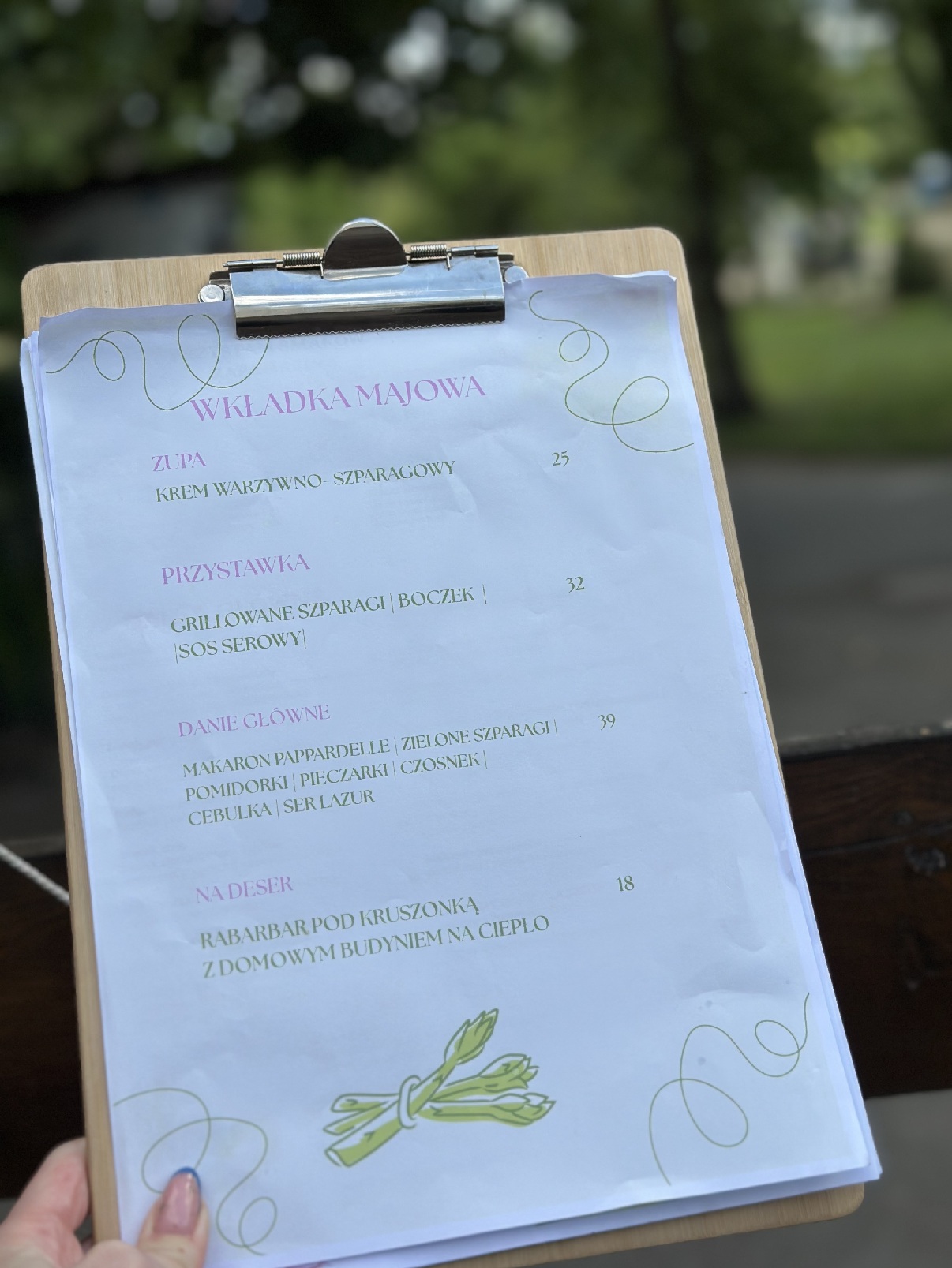 Karta z menu sezonowym