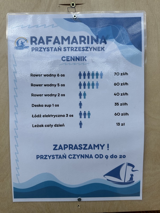 cennik sprzętu wodnego strzeszynek