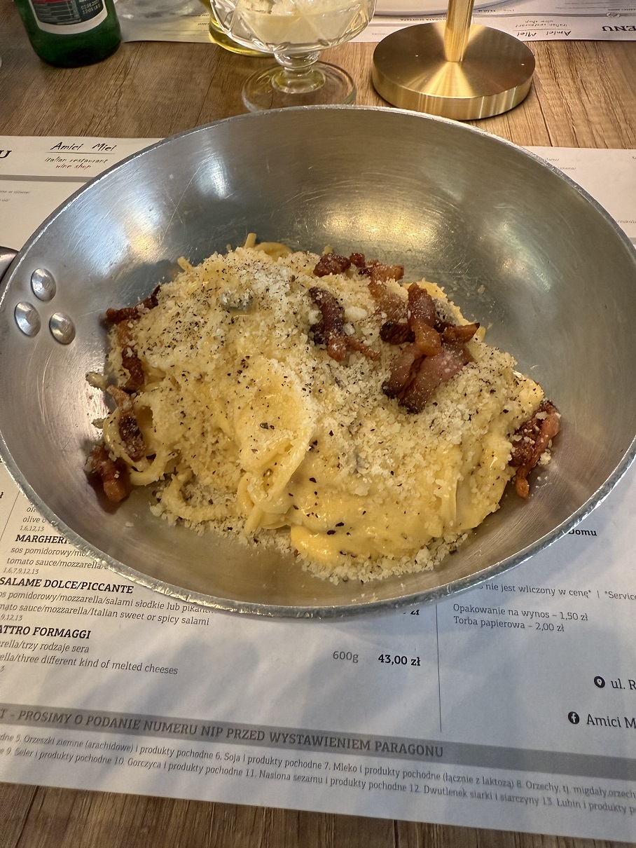 Carbonara w restauracji Amici Mei w Poznaniu
